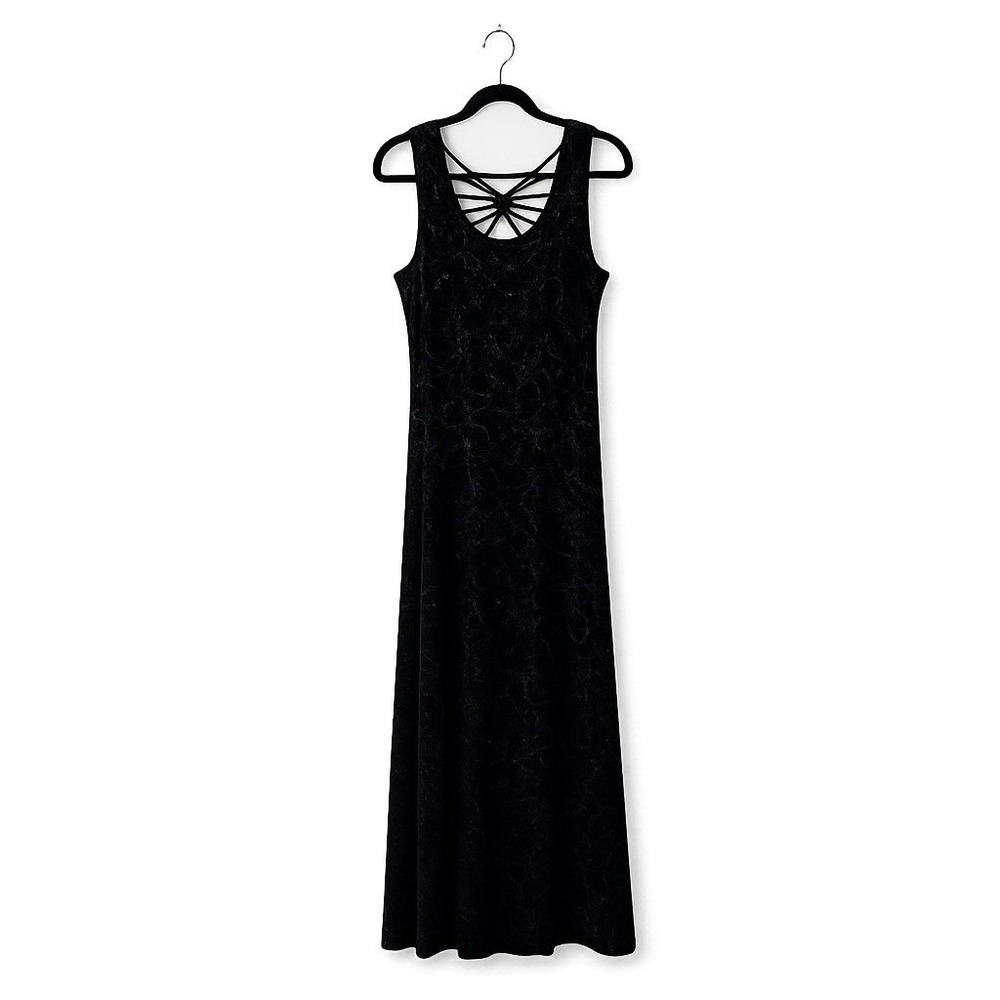 Vintage Another Thyme Velvet Dress SZ 14 Black 90s Dark Romantic Whimsigoth USA